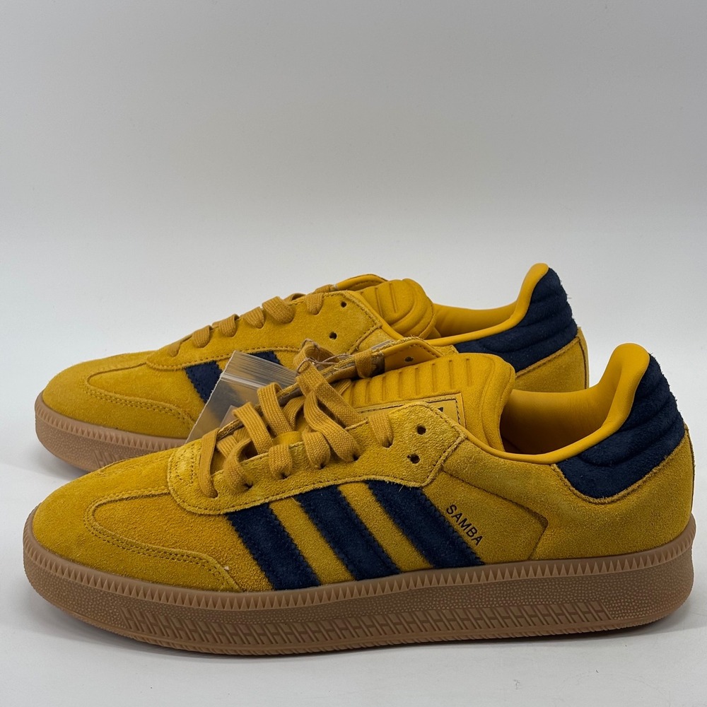 Adidas Samba RM Sneakers Mens Size 12 Yellow Navy Suede Gum Sole New Without Box